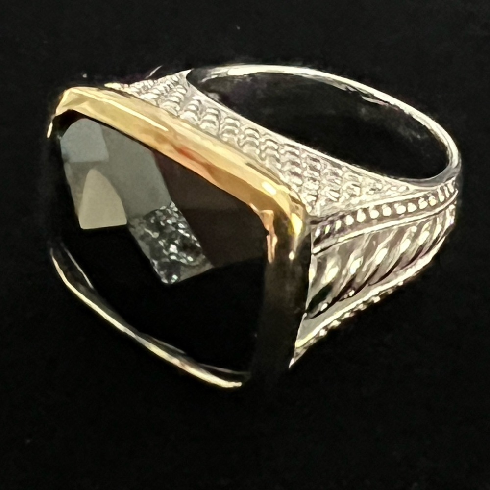 Smokey Topez Large Stone Sterling Silver Rope Women’s Statement Ring